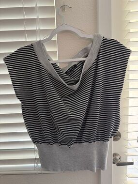 Forever 21 Black and White Striped Cowl Neck Tank